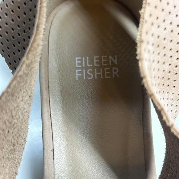 Eileen Fisher Kes Beige Perforated Wedge Sandals - Picture 8 of 8